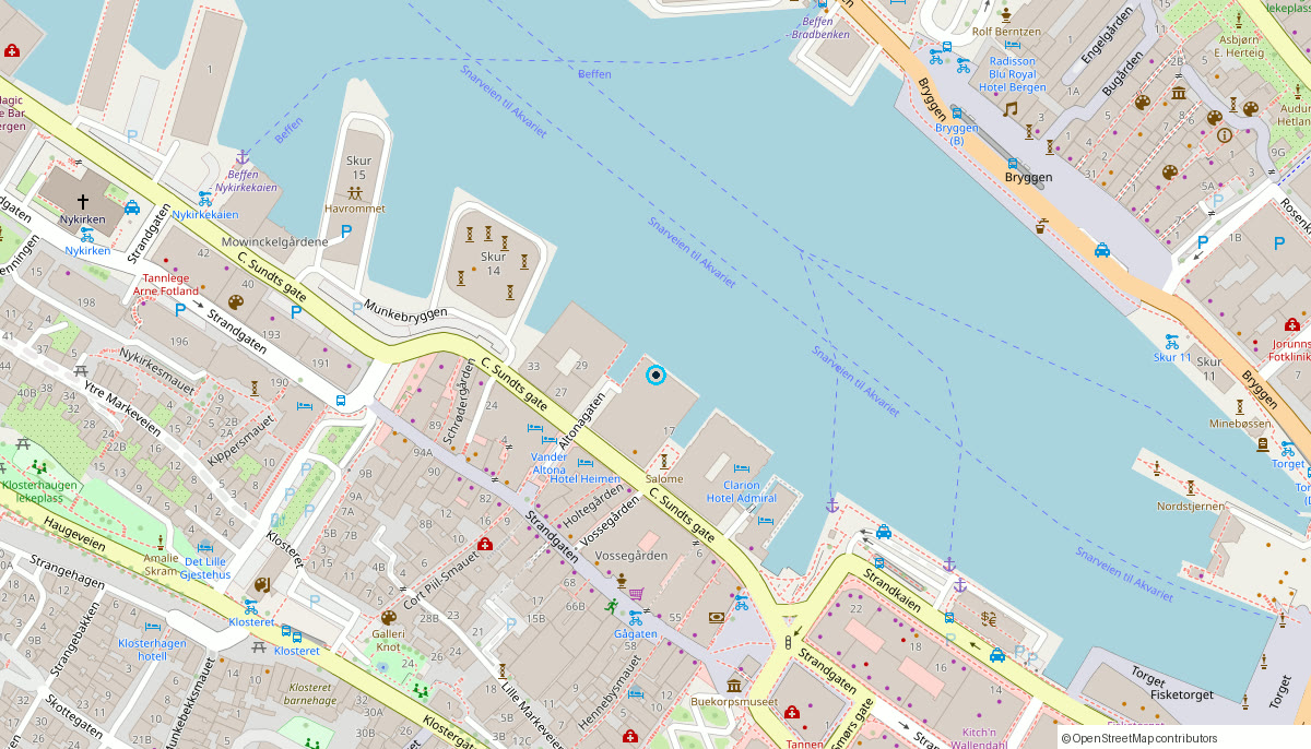 Map showing Strandgaten 53 in Bergen